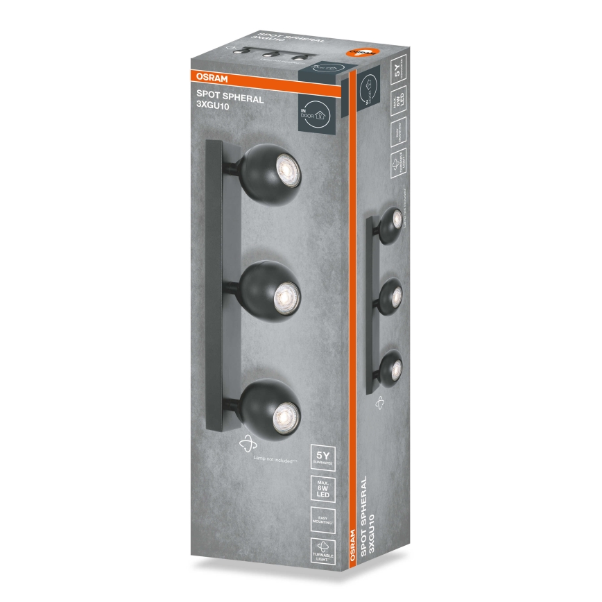 Osram - Spot svjetiljka SPOT SPHERAL 3xGU10/6W/230V crna