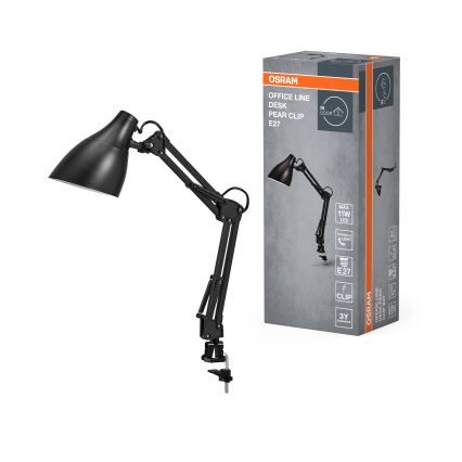 Osram - Stolna lampa sa stezaljkom DESK LINE 1xE27/11W/230V crna