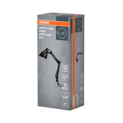 Osram - Stolna lampa sa stezaljkom DESK LINE 1xE27/11W/230V crna