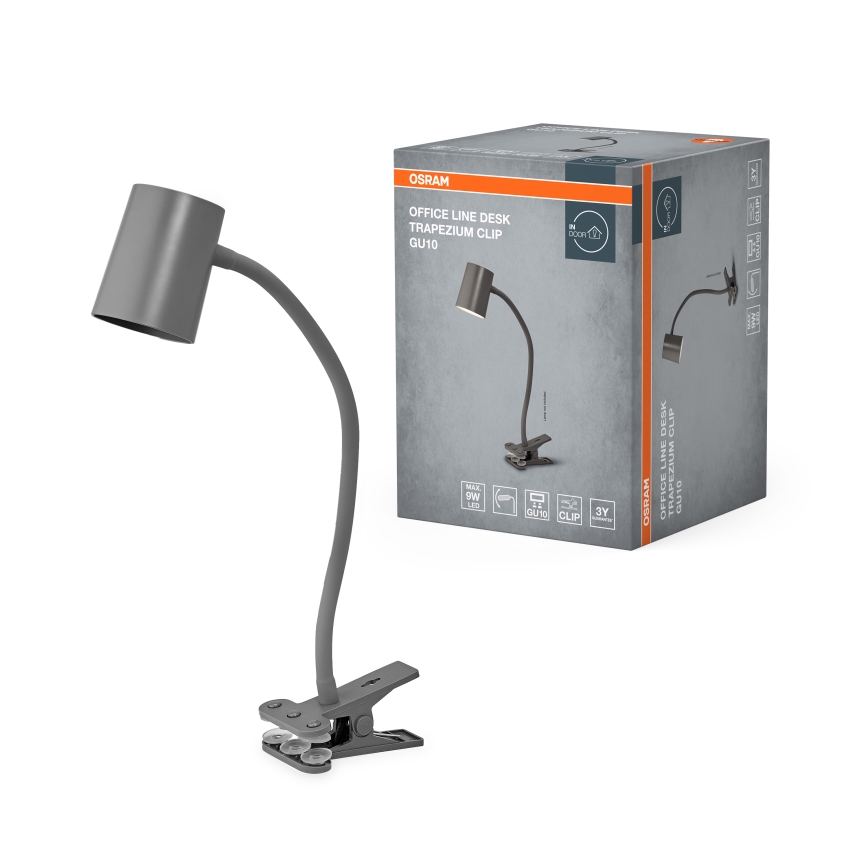 Osram - Stolna svjetiljka DESK LINE s kopčom 1xGU10/9W/230V siva