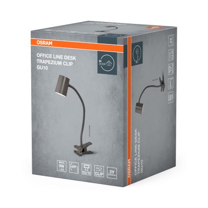 Osram - Stolna svjetiljka DESK LINE s kopčom 1xGU10/9W/230V siva