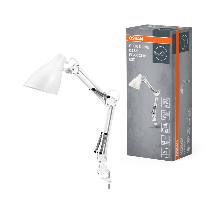 Osram - Stolna svjetiljka s kopčom DESK LINE 1xE27/11W/230V bijela