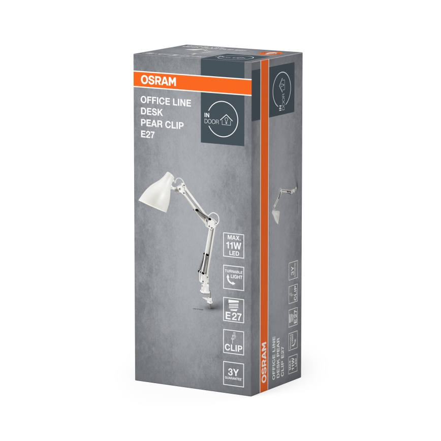 Osram - Stolna svjetiljka s kopčom DESK LINE 1xE27/11W/230V bijela