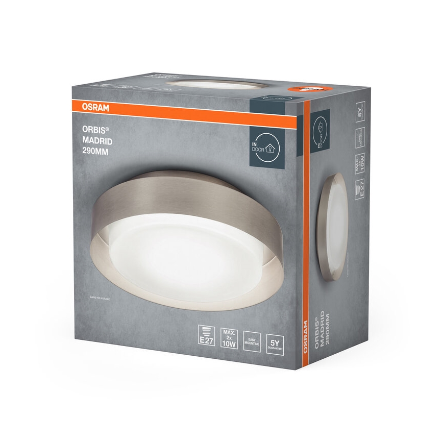 Osram - Stropna svjetiljka ORBIS MADRID 2xE27/10W/230V promjer 29 cm matirani krom
