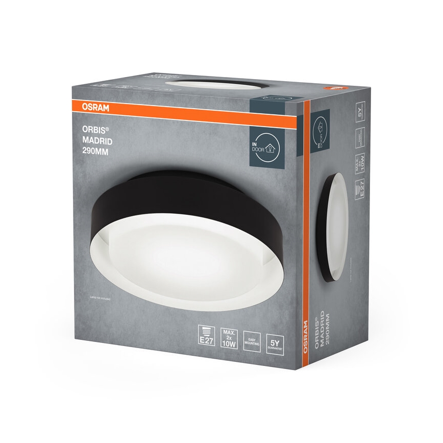 Osram - Stropna svjetiljka ORBIS MADRID 2xE27/10W/230V Ø 29 cm crna