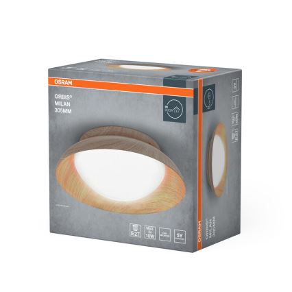Osram - Stropna svjetiljka ORBIS MILAN 2xE27/10W/230V promjer 30,5 cm, drveni dekor