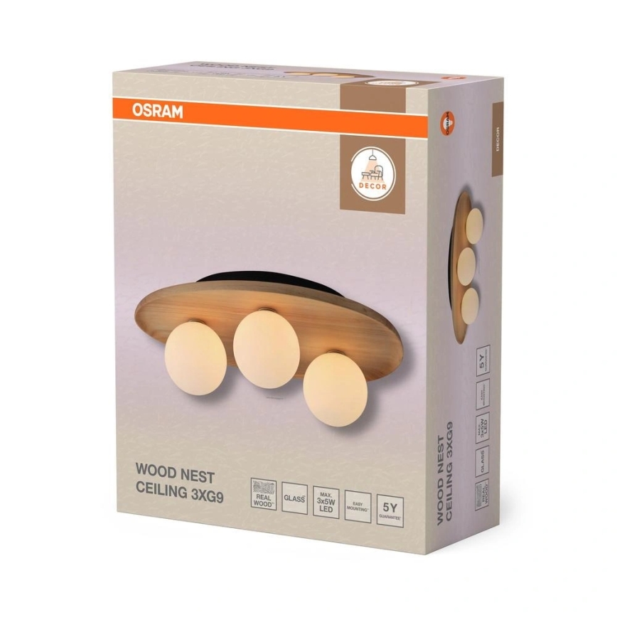 Osram - Stropna svjetiljka WOOD NEST 3xG9/5W/230V kaučukovo drvo