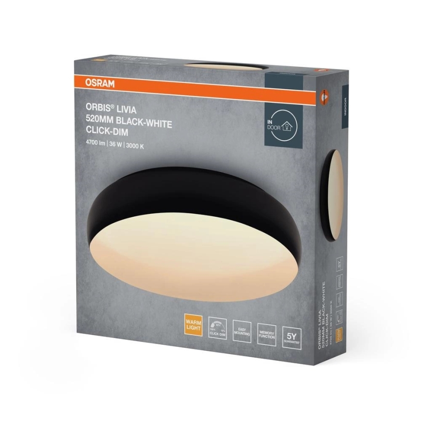 Osram - LED prigušiva stropna svjetiljka ORBIS LIVIA LED/36W/230V Ø 52 cm crna/bijela