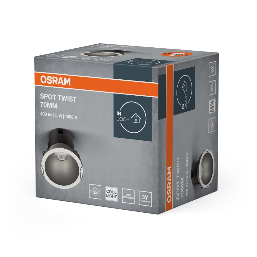 Osram - LED ugradna stropna svjetiljka SPOT TWIST LED/5W/230V 4000K Ø 7 cm bijela/srebrna