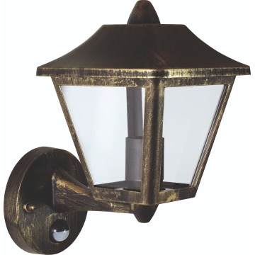 Osram - Vanjska zidna svjetiljka s senzorom TRADITION UP 1xE27/60W/230V IP44 patina/zlatna
