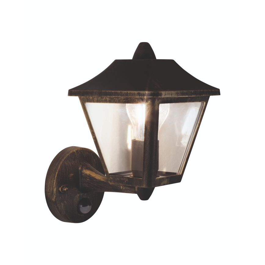 Osram - Vanjska zidna svjetiljka s senzorom TRADITION UP 1xE27/60W/230V IP44 patina/zlatna
