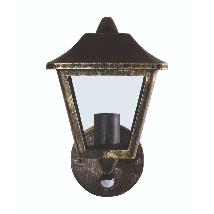 Osram - Vanjska zidna svjetiljka s senzorom TRADITION UP 1xE27/60W/230V IP44 patina/zlatna