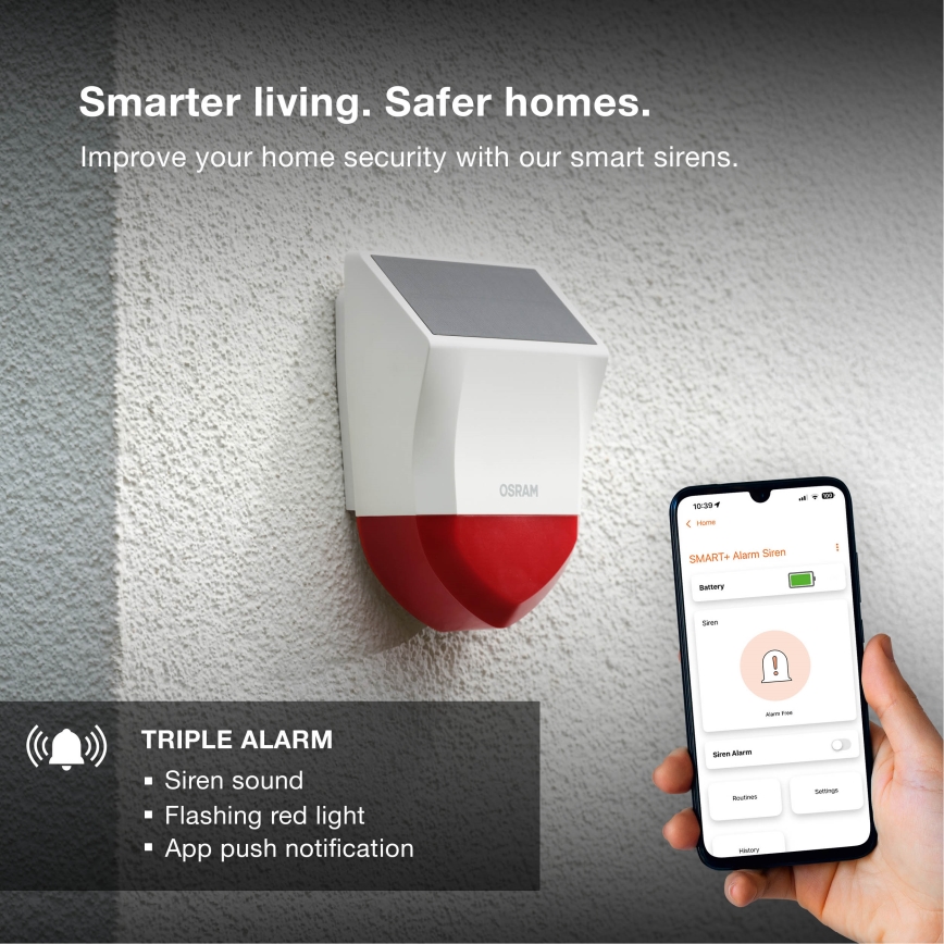 Osram - Vanjski solarni alarm SMART+ 5V IP65 Wi-Fi