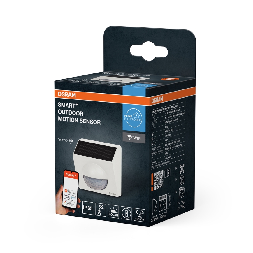 Osram - Vanjski solarni senzor pokreta SMART+ 3,7V bijeli IP65 Wi-Fi 800 mAh