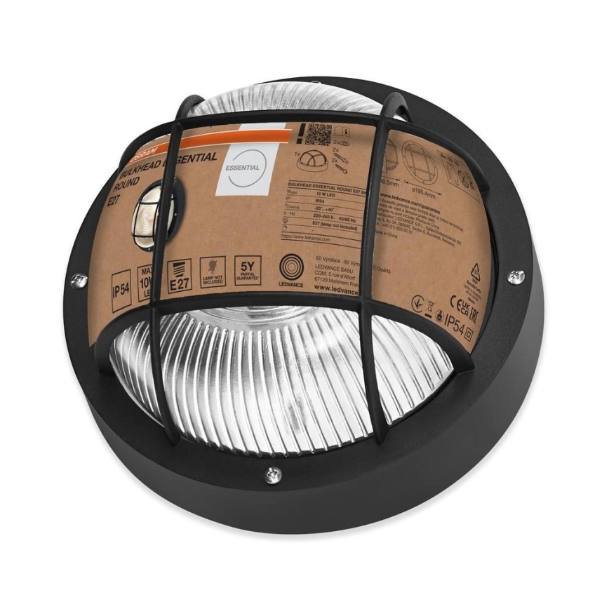 Osram - Vanjsko zidno svjetlo BULKHEAD 1xE27/10W/230V, promjer 19 cm, IP54, crno