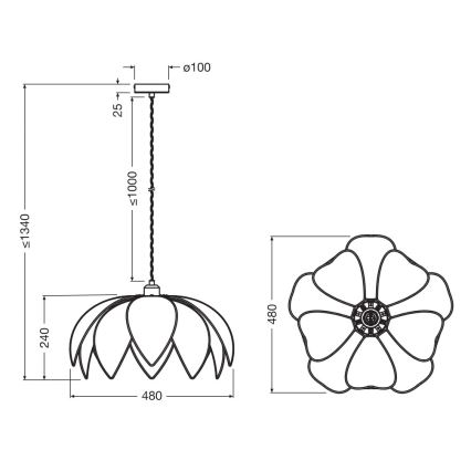 Osram - Viseća svjetiljka na kabelu DECOR RATTAN 1xE27/15W/230V Ø 48 cm bež/crna