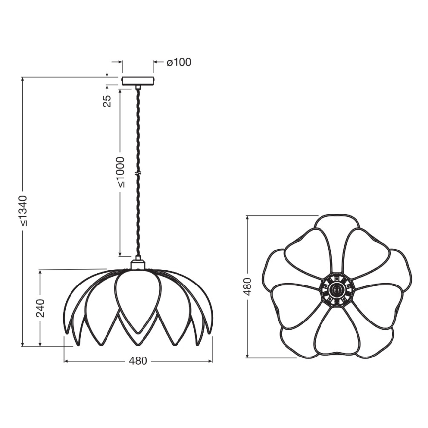Osram - Viseća svjetiljka na kabelu DECOR RATTAN 1xE27/15W/230V Ø 48 cm bež/crna