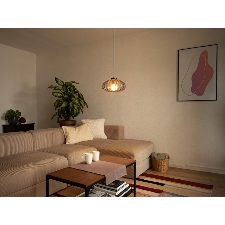 Osram - Viseći luster na sajli DECOR SMOKE 1xE27/12W/230V Ø 28 cm crna/dimno siva