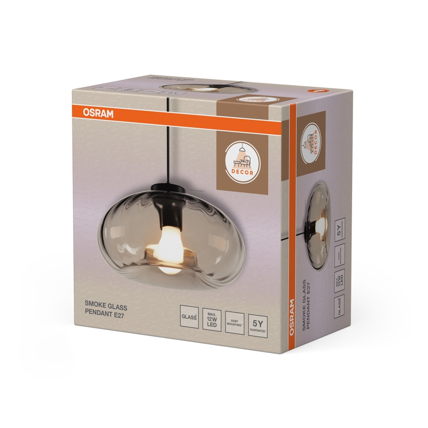 Osram - Viseći luster na sajli DECOR SMOKE 1xE27/12W/230V Ø 28 cm crna/dimno siva