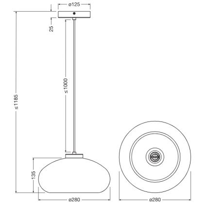 Osram - Viseći luster na sajli DECOR SMOKE 1xE27/12W/230V Ø 28 cm crna/dimno siva