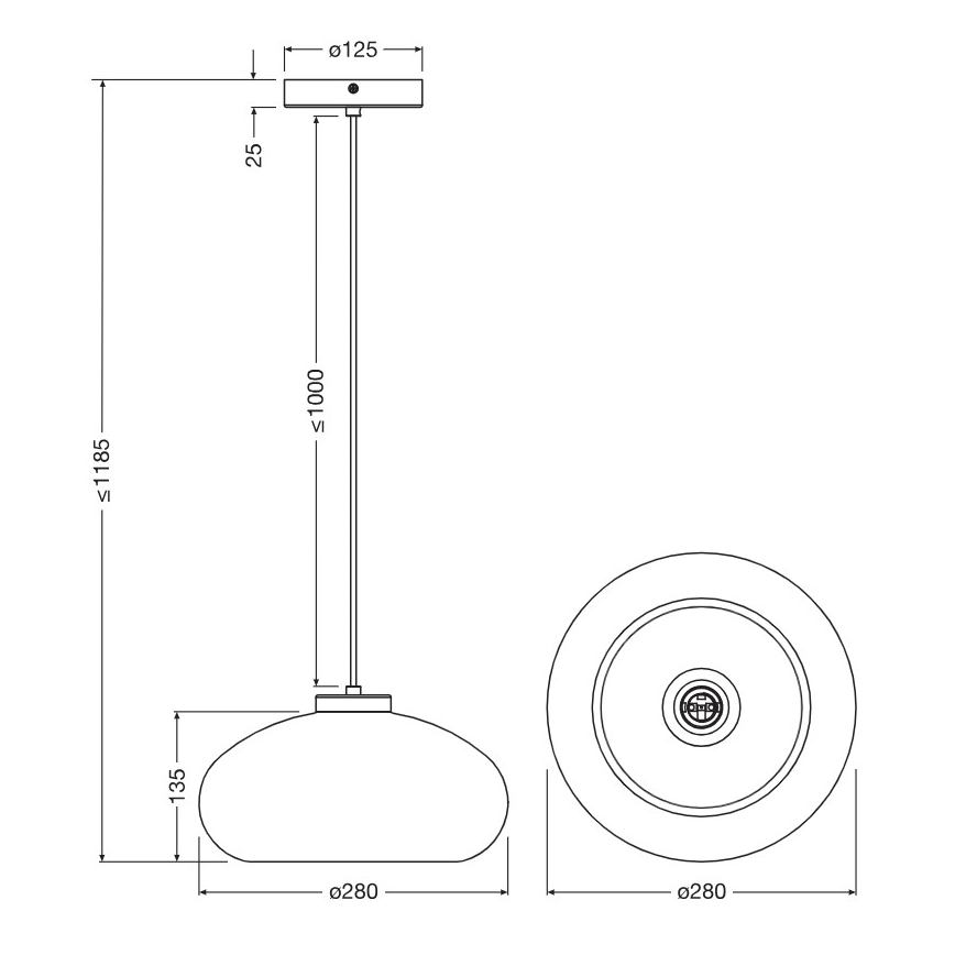 Osram - Viseći luster na sajli DECOR SMOKE 1xE27/12W/230V Ø 28 cm crna/dimno siva
