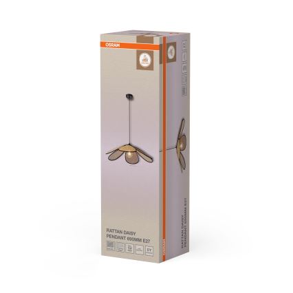 Osram - Visilica na kabelu DECOR RATTAN 1xE27/15W/230V Ø 69 cm bež/crna