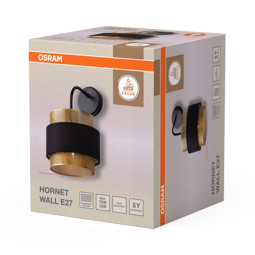 Osram - zidna svjetiljka DECOR HORNET 1xE27/10W/230V crna/zlatna