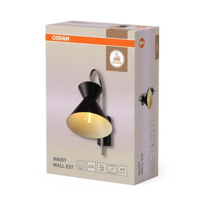 Osram - Zidna svjetiljka DECOR WAIST 1xE27/40W/230V crna