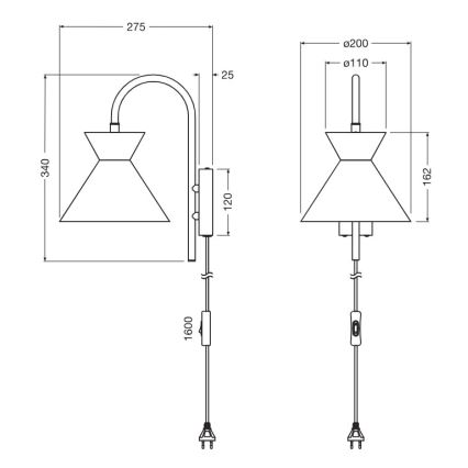 Osram - Zidna svjetiljka DECOR WAIST 1xE27/40W/230V crna