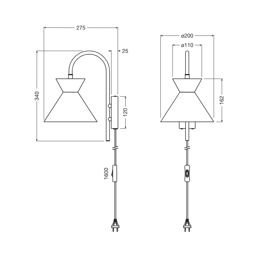 Osram - Zidna svjetiljka DECOR WAIST 1xE27/40W/230V crna