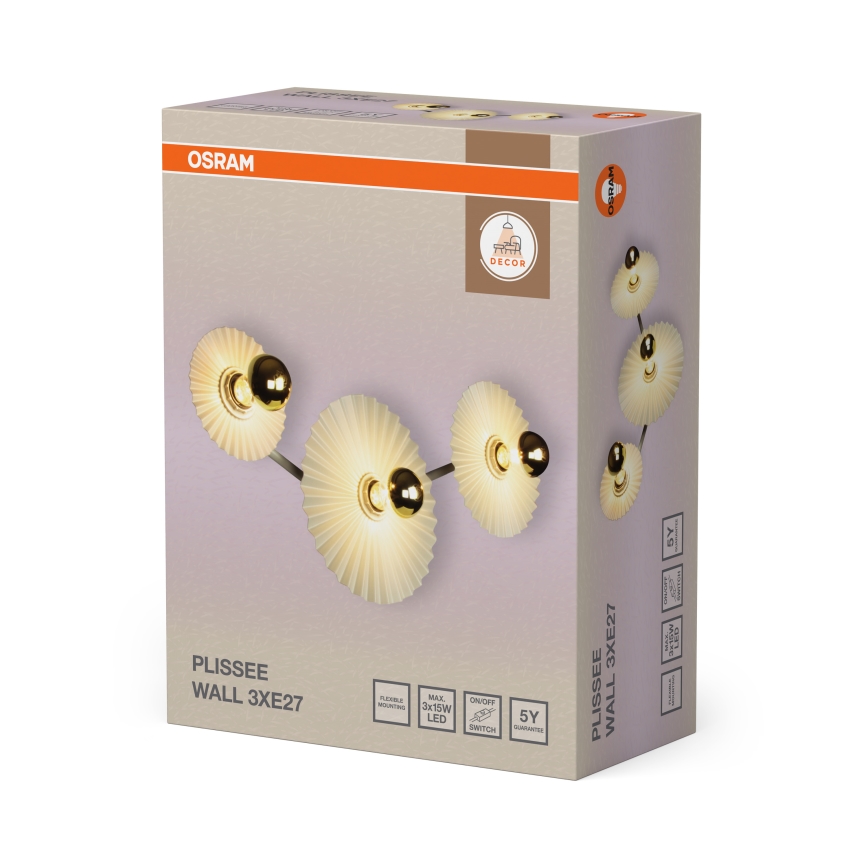 Osram - Zidna svjetiljka PLISSEE 3xE27/15W/230V kremasta