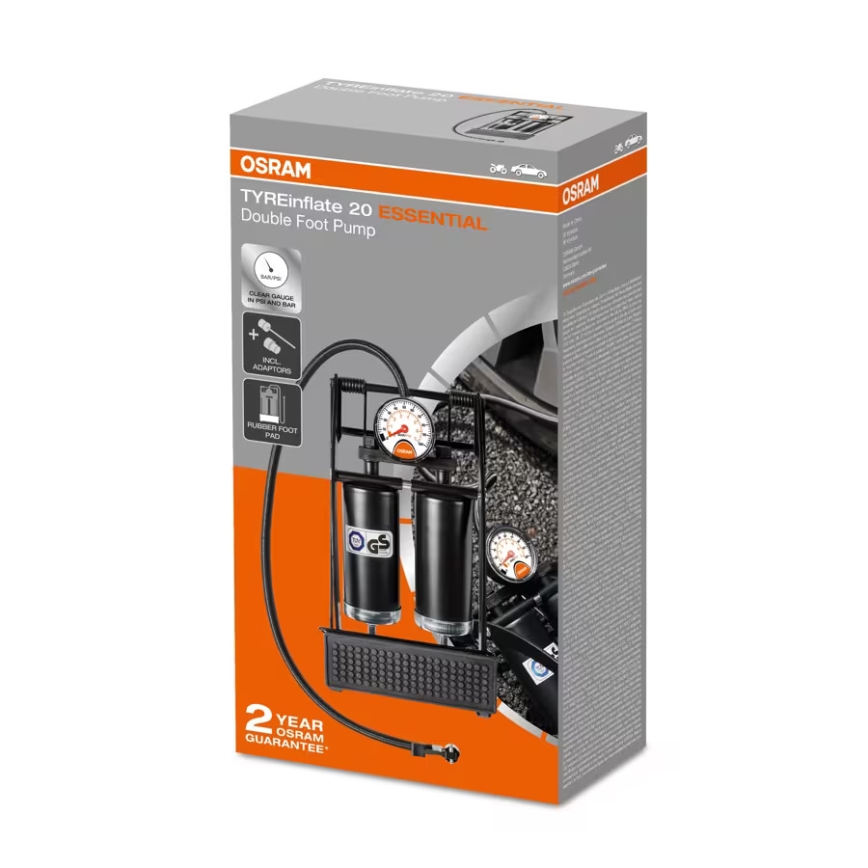 Osram - Zračna nožna pumpa s manometrom TYREINFLATE 20 ESSENTIAL OFP20ESN