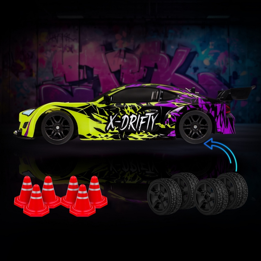 Overmax - RC drift automobil s daljinskim upravljanjem X-DRIFT 1000 mAh žuto/ljubičasto