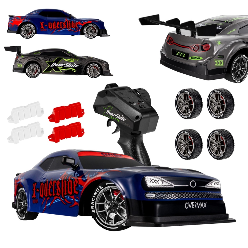 Overmax - RC drift auto s daljinskim upravljanjem 2u1 X-OVERSLIDE 1000 mAh crna/zelena/plava/crvena