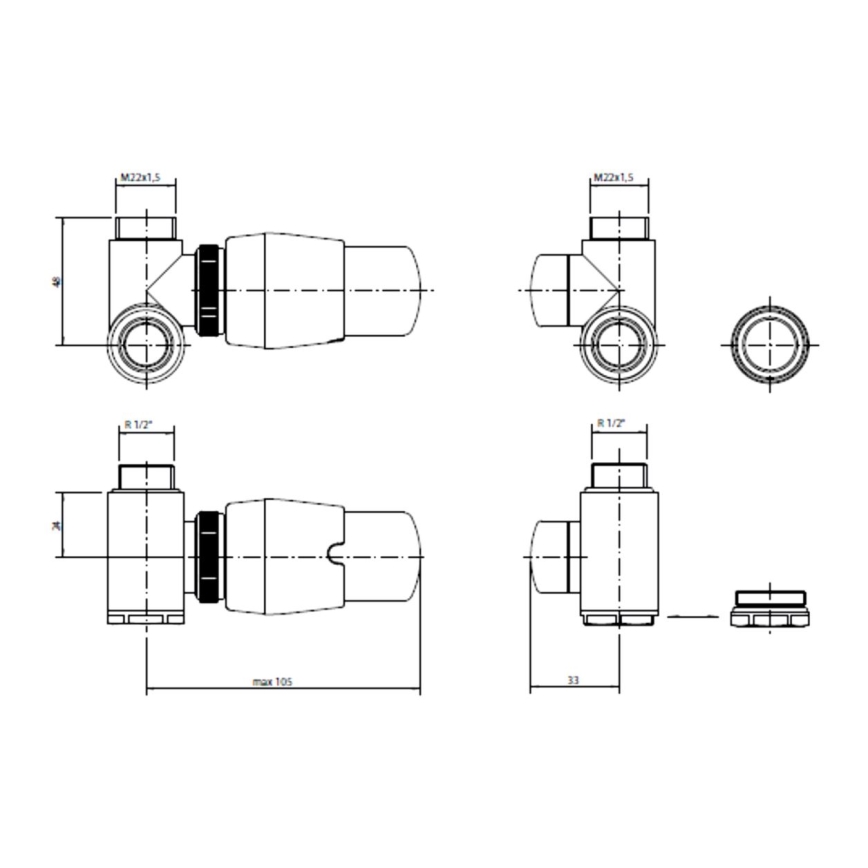 P.M.H. INTER-LC - Ventil s termostatskom glavom INTER lijevi/sjajni krom