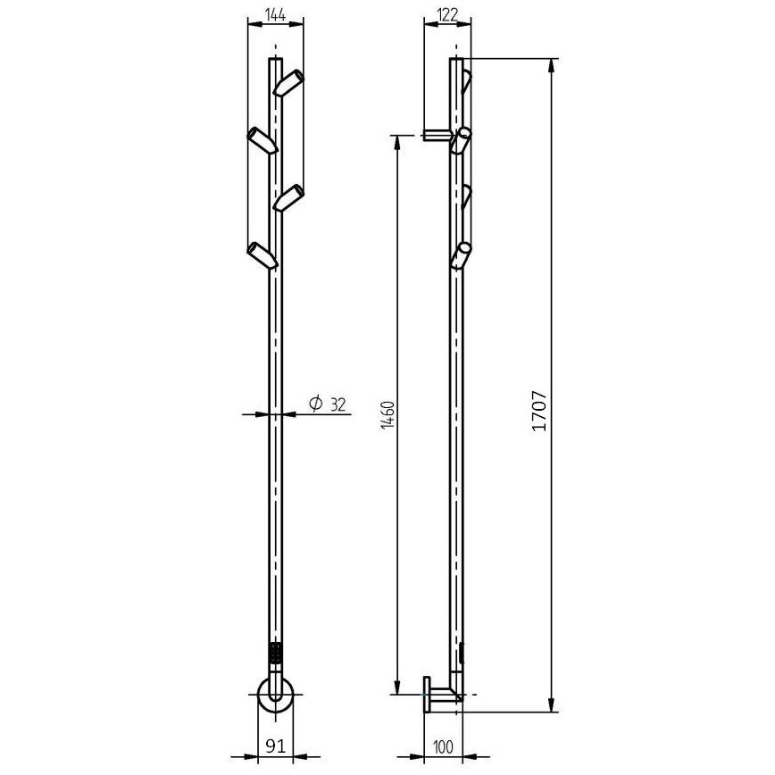 P.M.H. LS1B - Električni sušač za ručnike LISA 24W/230V 170 cm IP44 crna