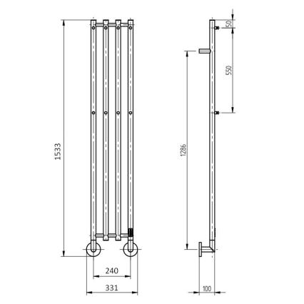 P.M.H. MO1B-R - Električni sušač ručnika MONA 93W/230V 153,3 cm IP44 crna