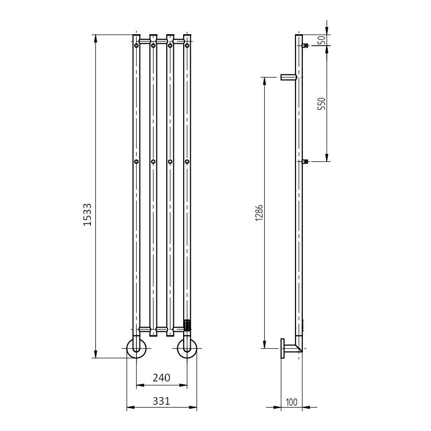 P.M.H. MO1B-R - Električni sušač ručnika MONA 93W/230V 153,3 cm IP44 crna