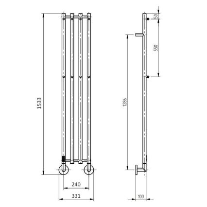 P.M.H. MO1B-RK - Električno sušilo za ručnike MONA 93W/230V 153,3 cm IP44 crna