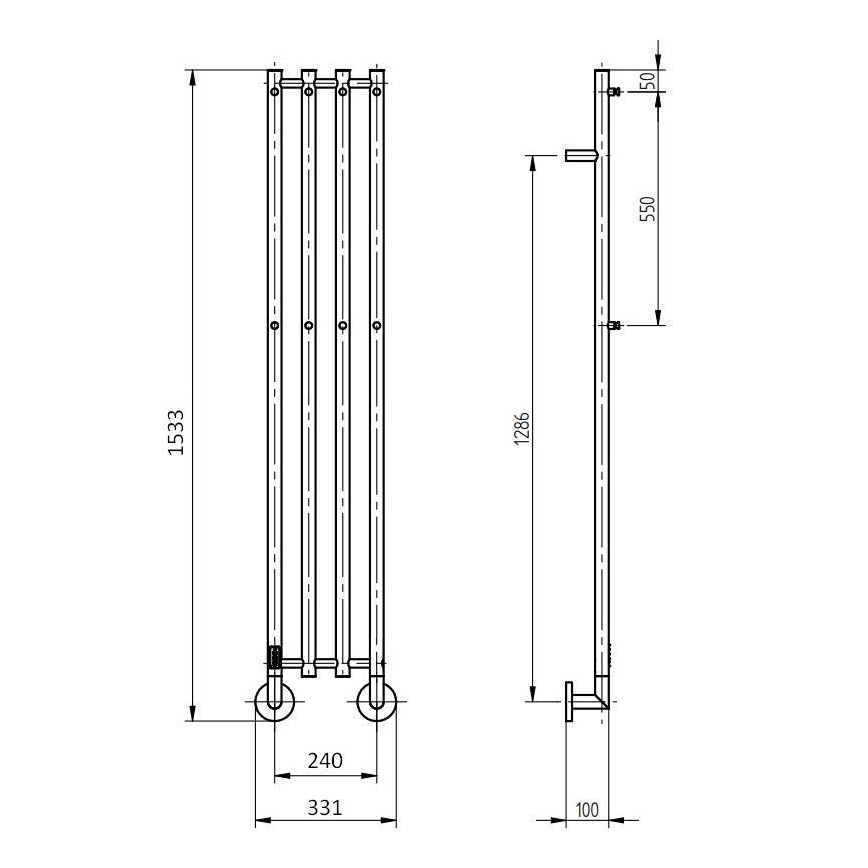 P.M.H. MO1SS-LK - Električni sušač za ručnike MONA 93W/230V 153,3 cm IP44 polirani nehrđajući čelik