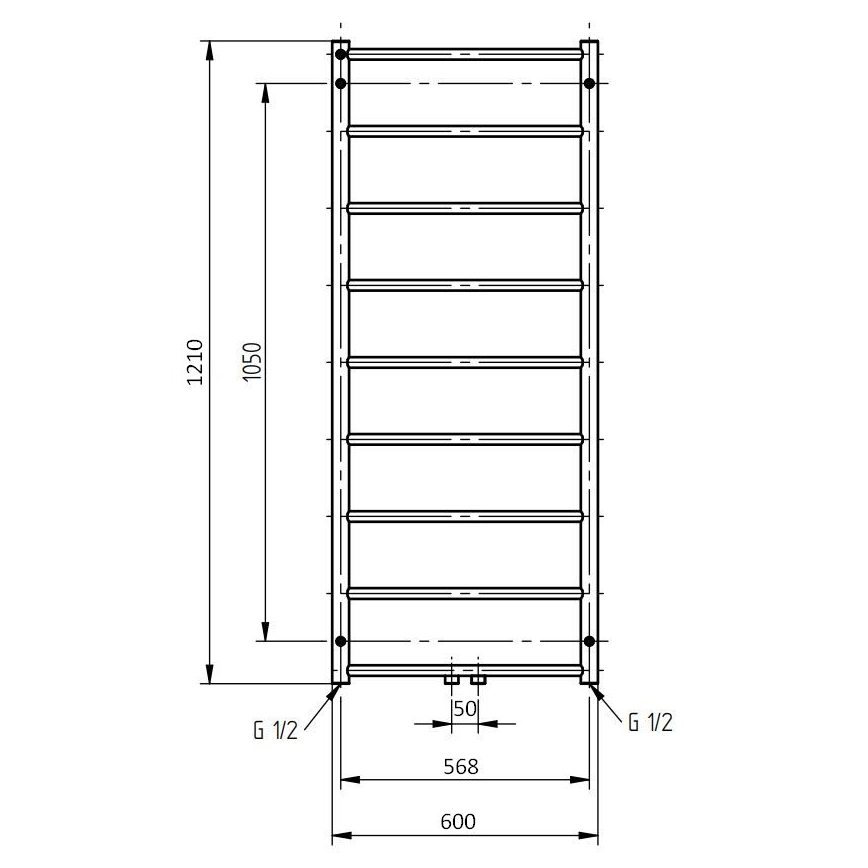 P.M.H. NS4C-M - Kupaonski ljestvičasti radijator NAAS 222W 121 cm sjajni krom