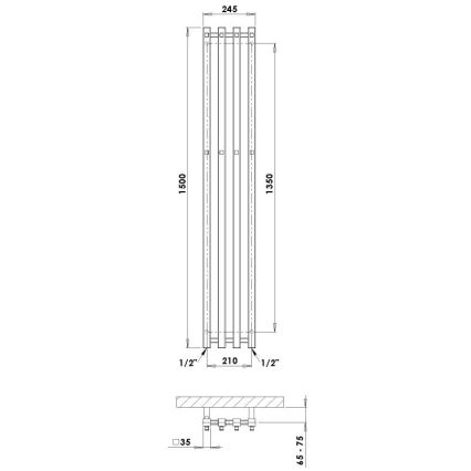 P.M.H. P2W/4 - Kupaonski ljestvasti radijator PLUTO 406 W 150 cm bijela
