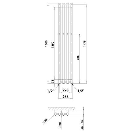 P.M.H. R2C - Kupaonski ljestvasti radijator ROSENDAL 350W 150 cm sjajni krom