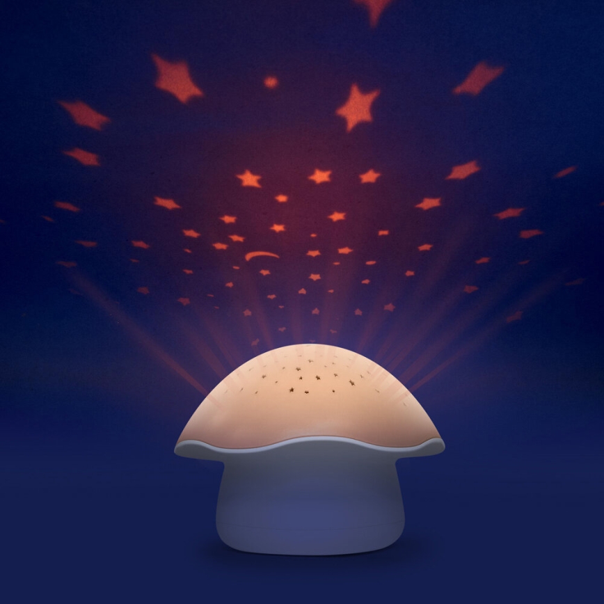 PABOBO - Projektor s melodijom STAR MUSHROOM 3xAA boja lososa