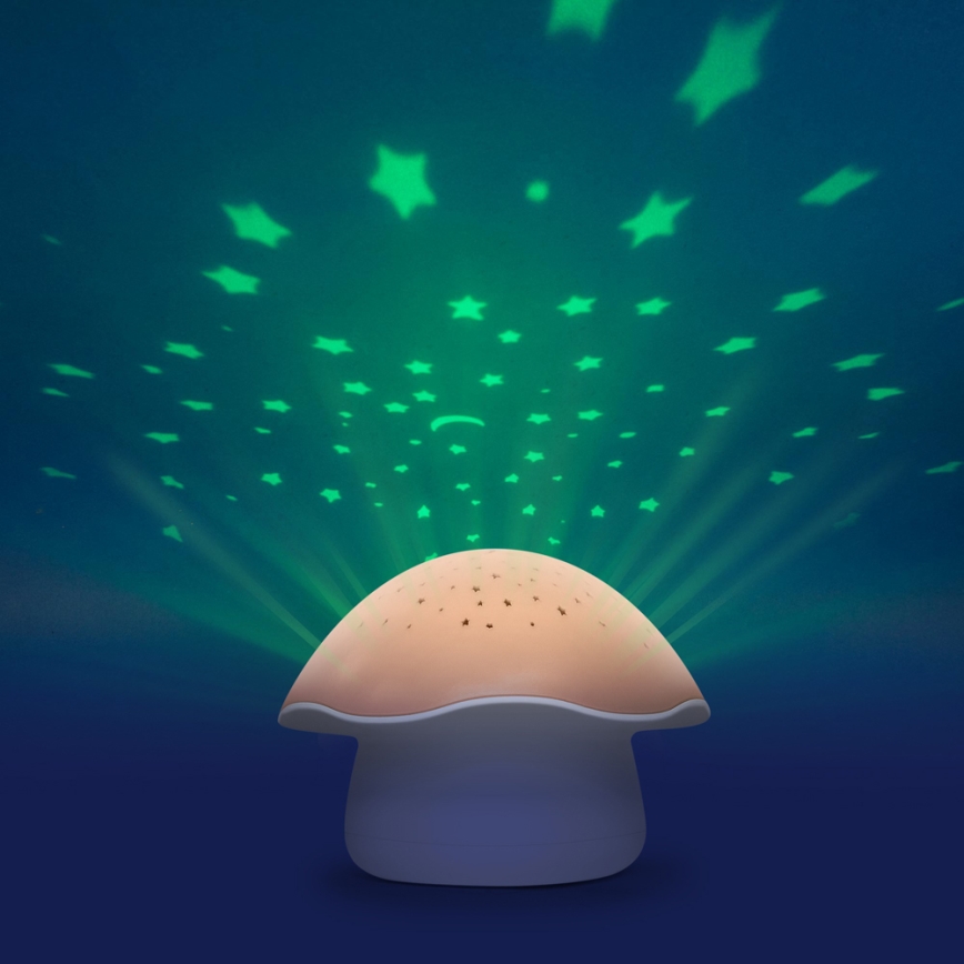 PABOBO - Projektor s melodijom STAR MUSHROOM 3xAA boja lososa