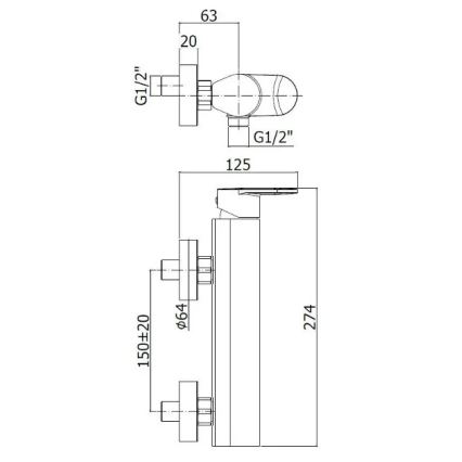 Paffoni - Baterija za kadu CANDY sjajni krom