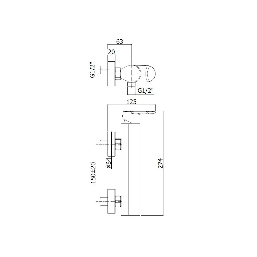 Paffoni - Baterija za kadu CANDY sjajni krom