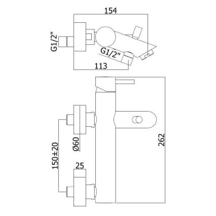 Paffoni - Baterija za kadu LIGHT sjajni krom