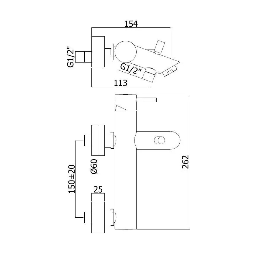 Paffoni - Baterija za kadu LIGHT sjajni krom