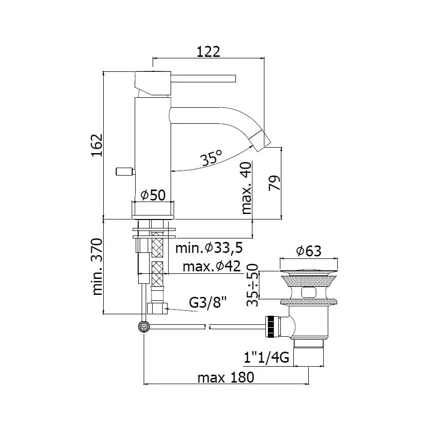 Paffoni - Baterija za umivaonik + ispust LIGHT bijela